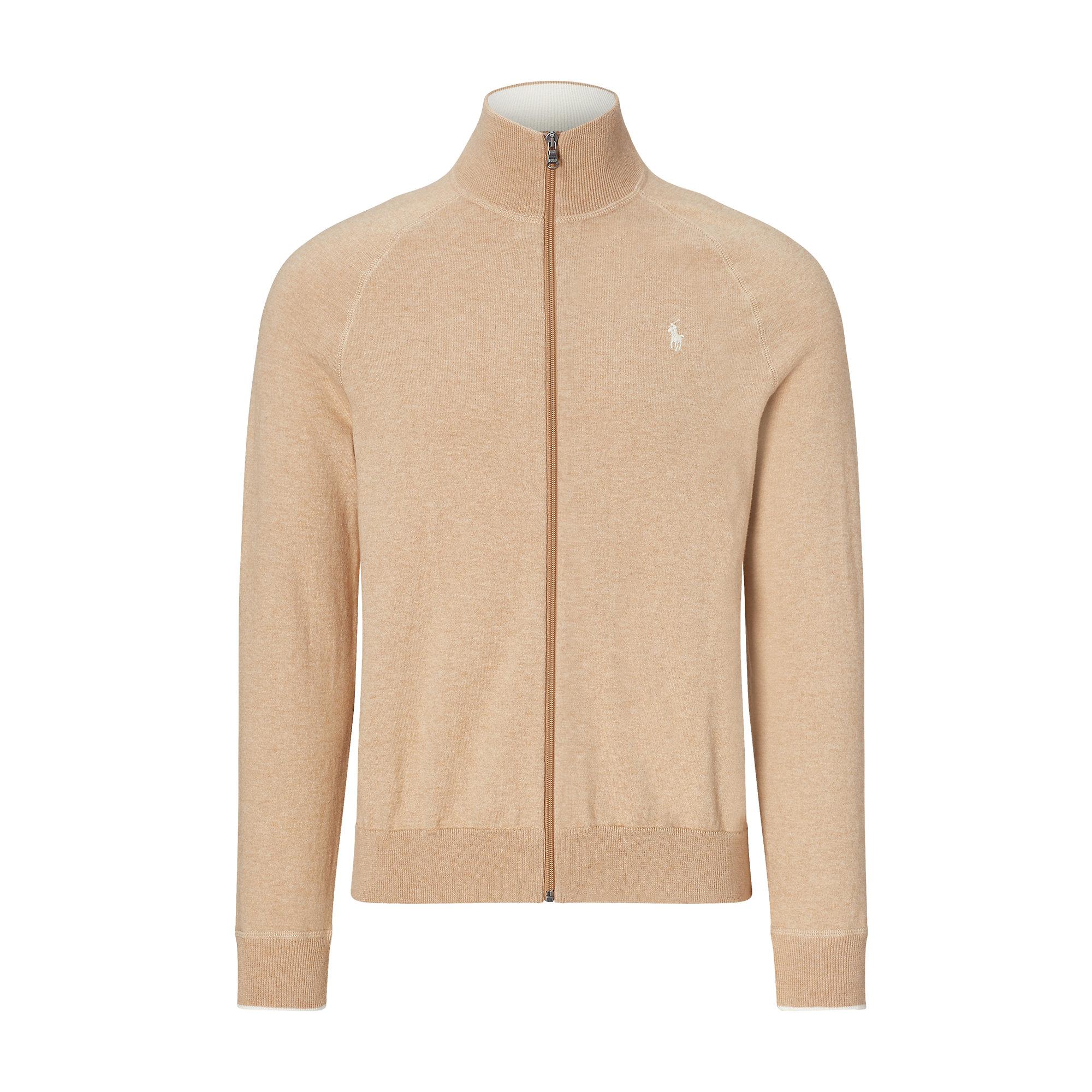 Polo ralph lauren Cotton Full-zip Sweater in Natural for Men | Lyst